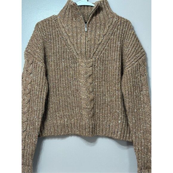 NWOT prAna Laurel Creek Silk Wool Blend 1/4 Zip Cable Knit Sweater Women's S - Picture 3 of 13